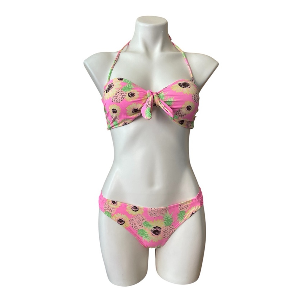 Vintage 2000s Y2K Colorful Multi-Style Pineapple Sunflower Patterned Bikini S/M